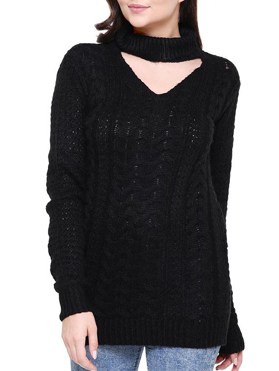 cable knit cutout detail pullover - 15455429 - Zoom Image - 1