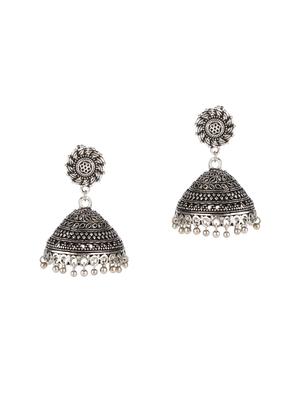 silver tone oxidised earrings - 15455511 - Standard Image - 2