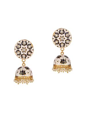 white gold tone meenakari earrings - 15455515 - Standard Image - 2