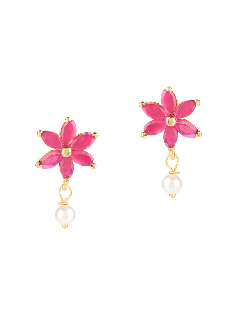 pink gold tone drop earrings - 15455520 - Zoom Image - 2