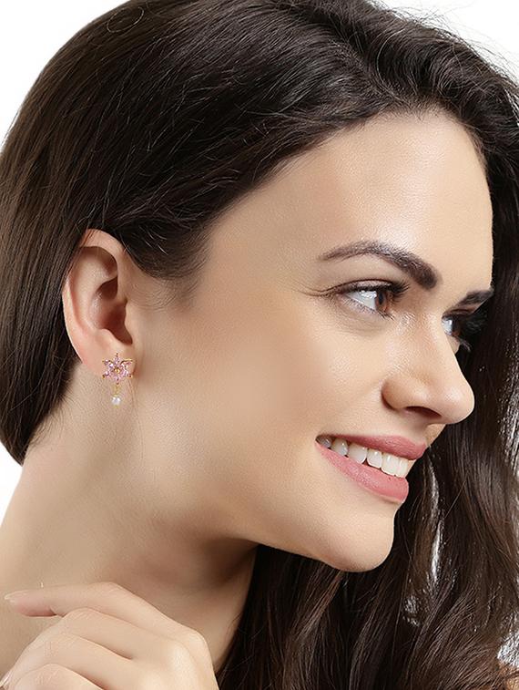 purple gold tone stone earrings - 15455525 - Zoom Image - 1