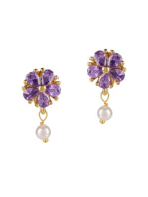 purple gold tone drop earrings - 15455532 - Standard Image - 2