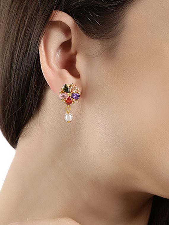 multi colored gold tone earrings - 15455535 - Zoom Image - 1