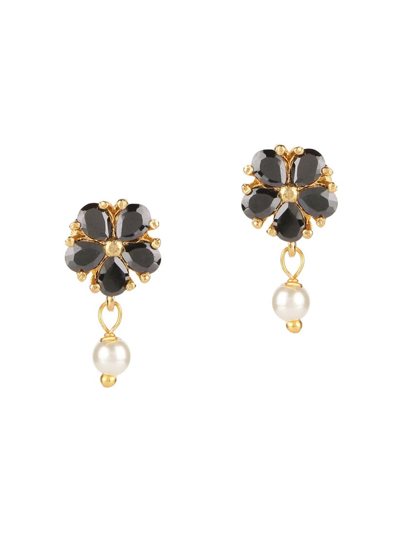 black gold tone stone earrings - 15455536 - Zoom Image - 2