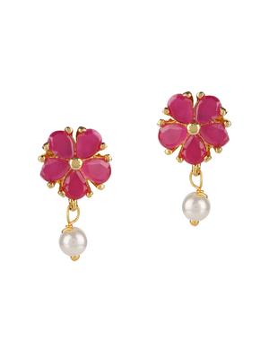 pink gold tone stud earrings - 15455539 - Standard Image - 2