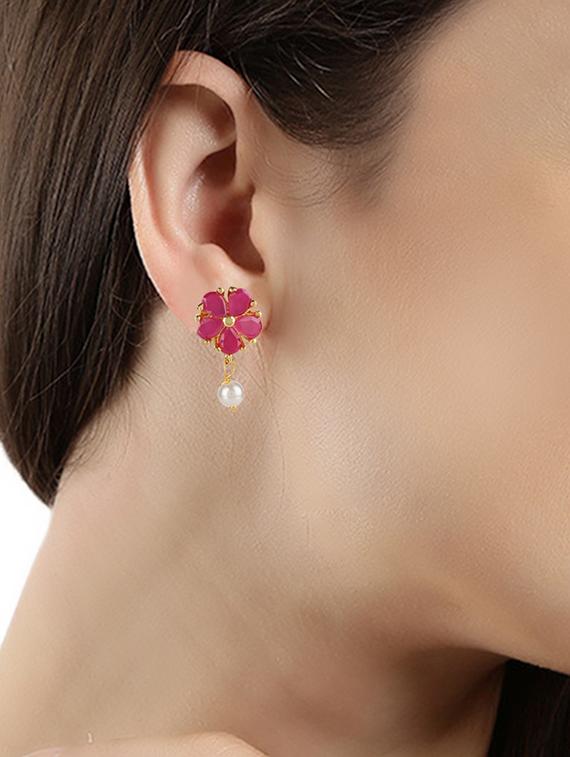 pink gold tone stud earrings - 15455539 - Zoom Image - 1