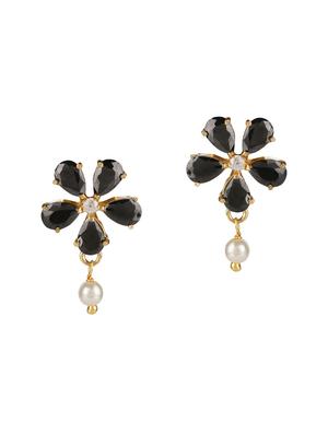black gold tone stone earrings - 15455544 - Standard Image - 2