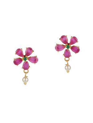 pink metal studs earring - 15455550 - Standard Image - 2