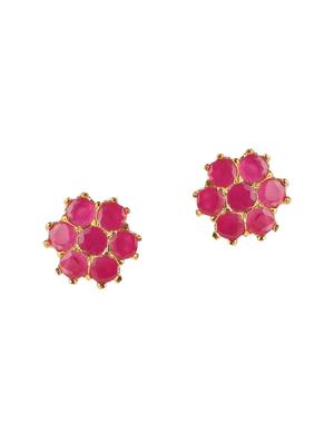 pink metal studs earring - 15455555 - Standard Image - 2