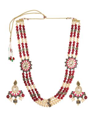 red metal necklaces and earring - 15455599 - Standard Image - 2