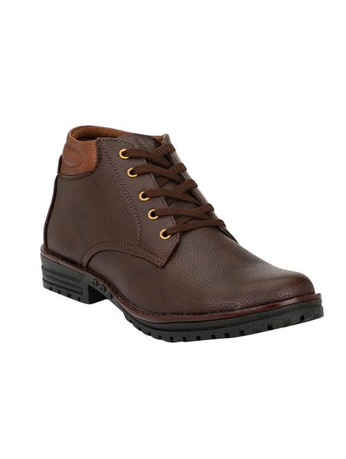 brown leatherette low ankle boots - 15455908 - Very Small Image - 1