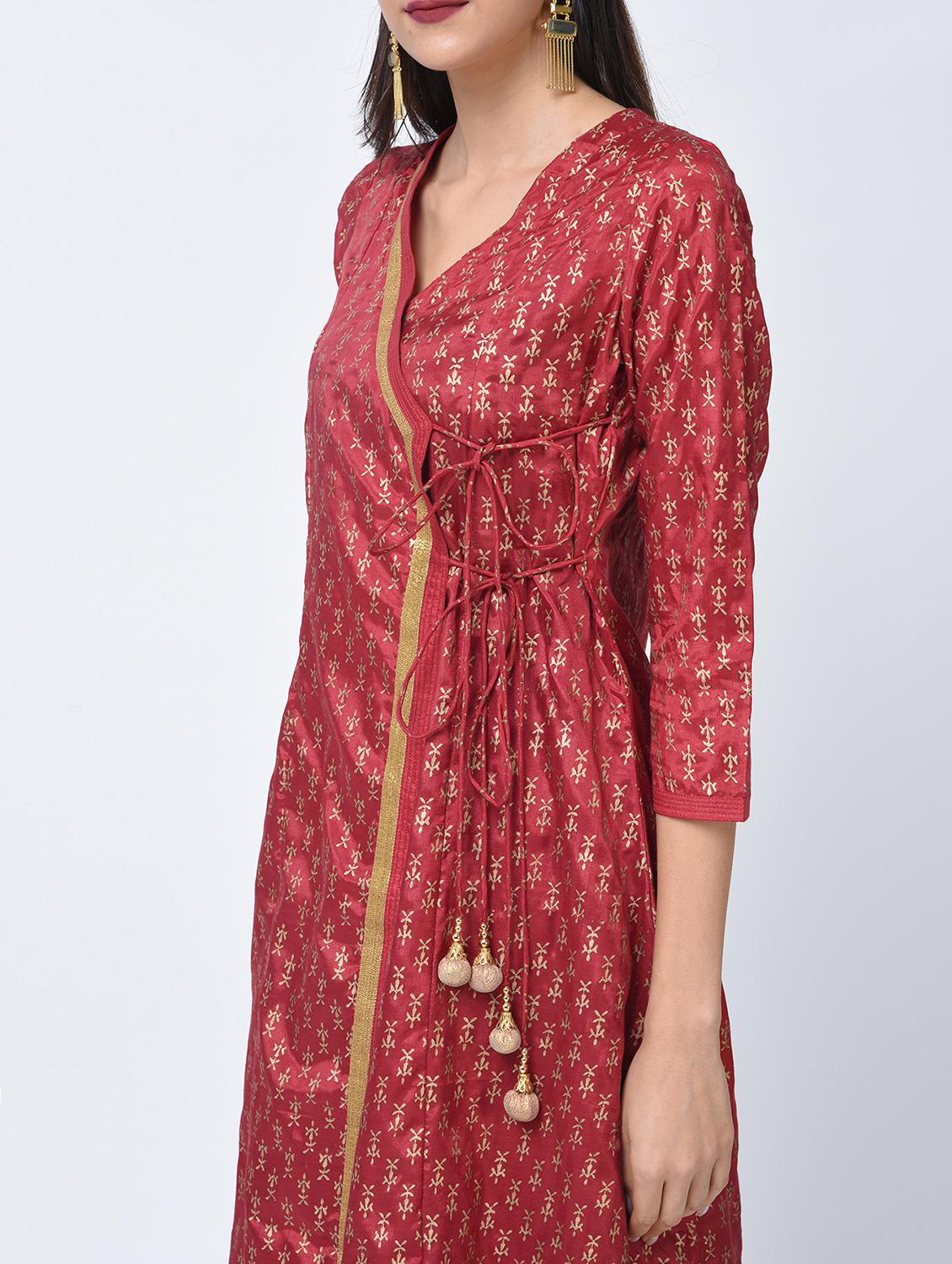 angrakha block print kurta - 15456331 - Zoom Image - 2
