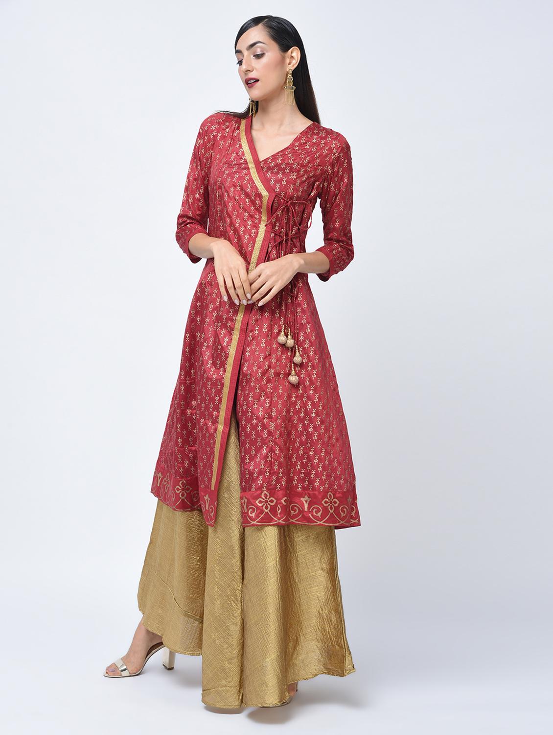 angrakha block print kurta - 15456331 - Zoom Image - 3