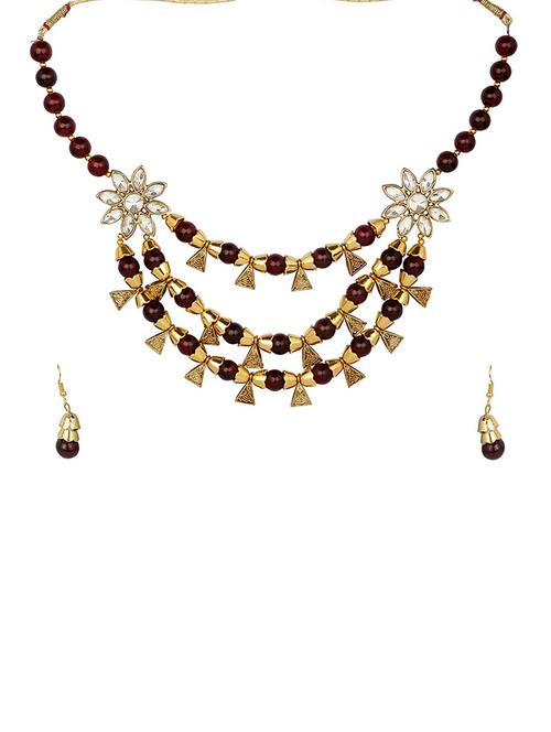 red metal necklaces and earring - 15456533 - Standard Image - 1