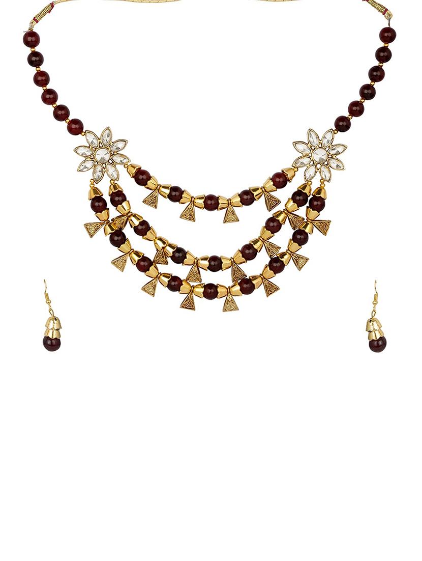 red metal necklaces and earring - 15456533 - Zoom Image - 1