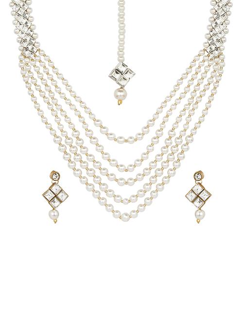white metal necklaces and earring - 15456534 - Standard Image - 1