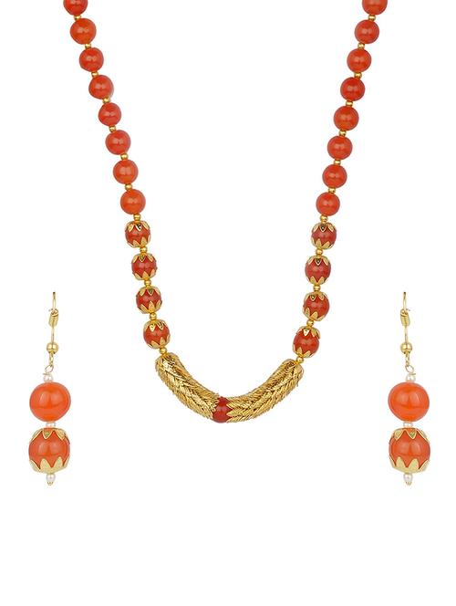 orange metal necklaces and earring - 15456577 - Standard Image - 1