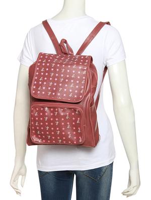 maroon leatherette (pu) regular backpack - 15456624 - Standard Image - 6