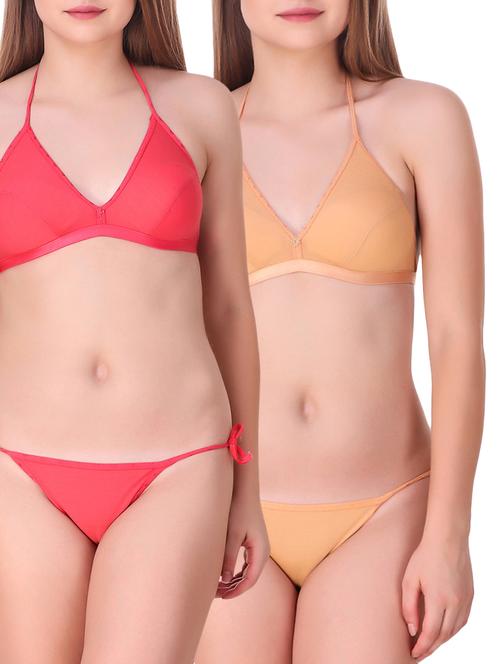 multi colored cotton bras and panty set - 15457369 - Standard Image - 1