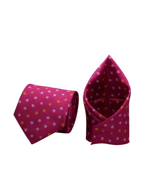 pink micro fiber tie & pocketsquare - 15457458 - Standard Image - 1