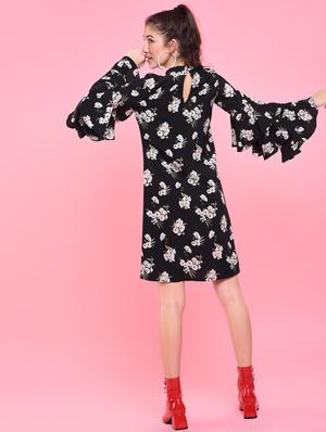 tiered sleeve floral a-line dress - 15457813 - Standard Image - 3