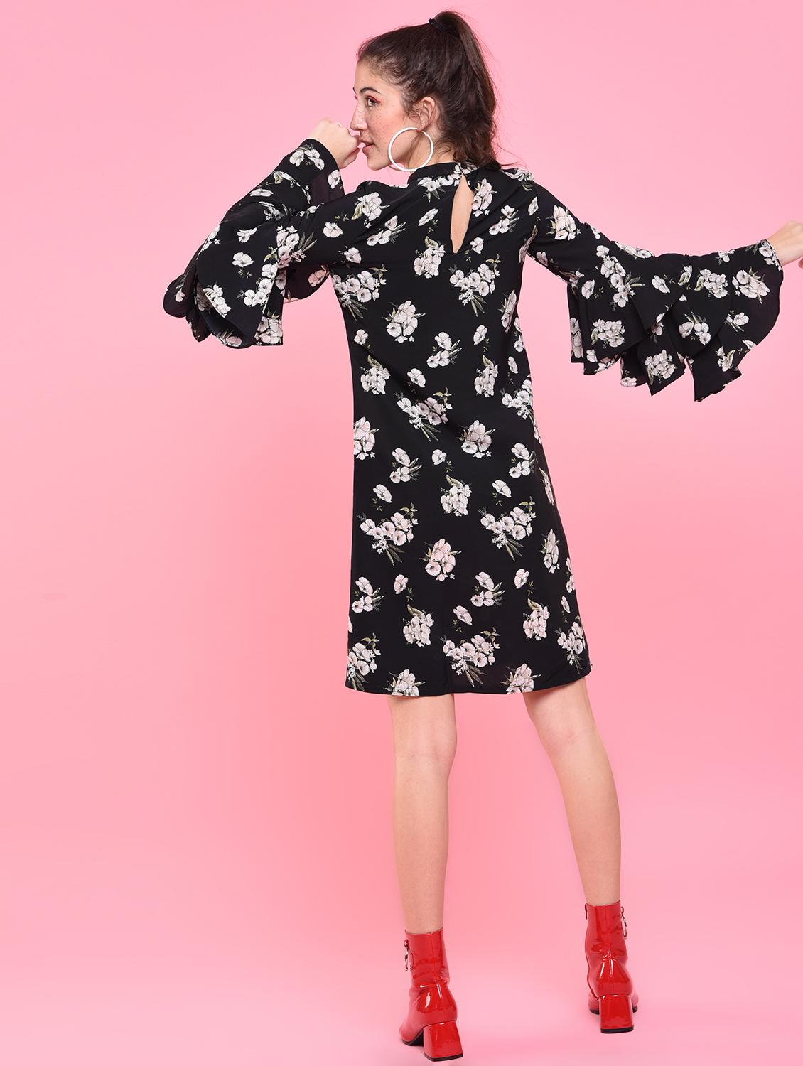 tiered sleeve floral a-line dress - 15457813 - Zoom Image - 3
