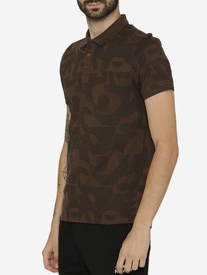 brown printed polo t-shirt - 15457875 - Standard Image - 2