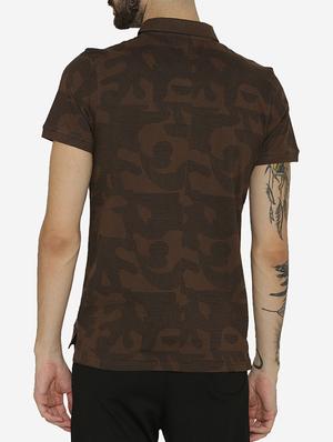 brown printed polo t-shirt - 15457875 - Standard Image - 3