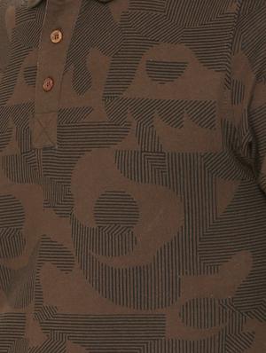 brown printed polo t-shirt - 15457875 - Standard Image - 4