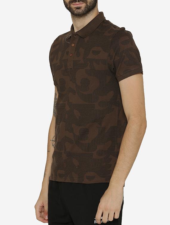 brown printed polo t-shirt - 15457875 - Zoom Image - 2