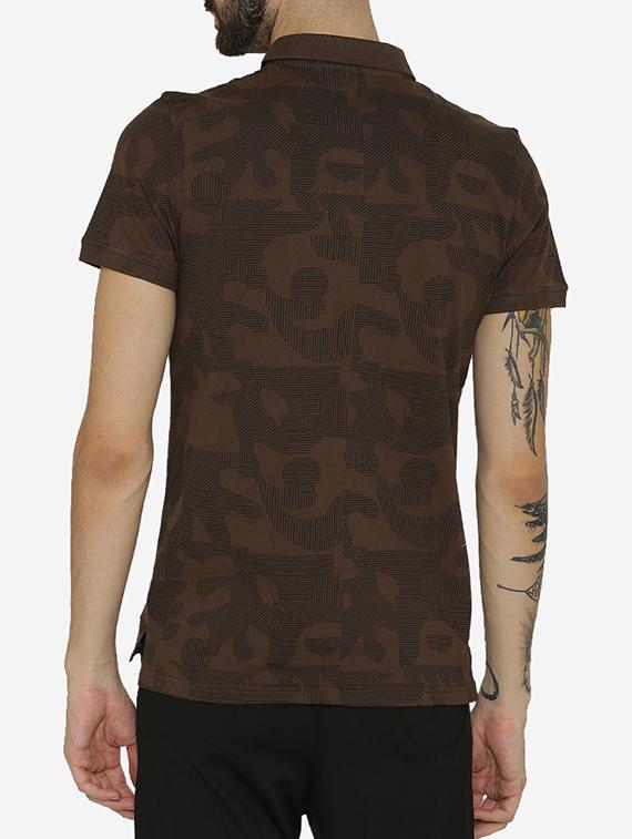 brown printed polo t-shirt - 15457875 - Zoom Image - 3