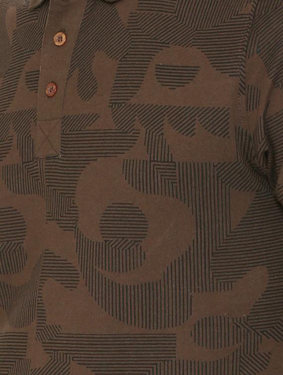brown printed polo t-shirt - 15457875 - Zoom Image - 4