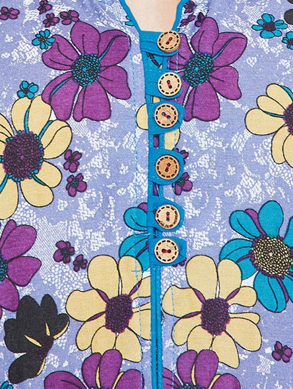 straight slit floral kurta - 15458127 - Zoom Image - 4