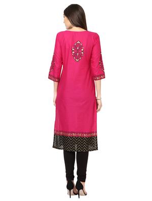 straight block print kurta - 15458503 - Standard Image - 3