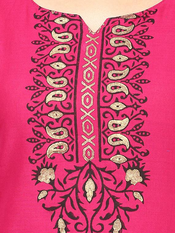 straight block print kurta - 15458503 - Zoom Image - 4
