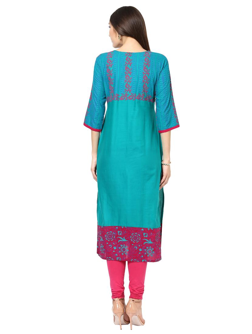 straight block print kurta - 15458505 - Zoom Image - 3