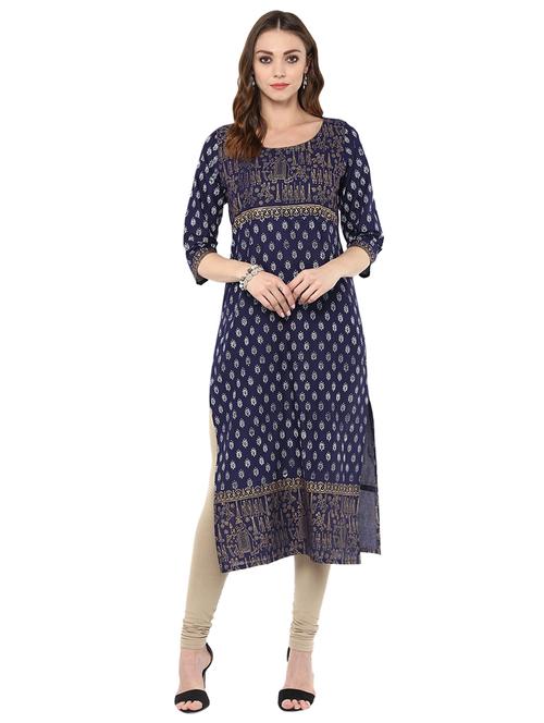 straight block print kurta - 15458507 - Very Small Image - 1