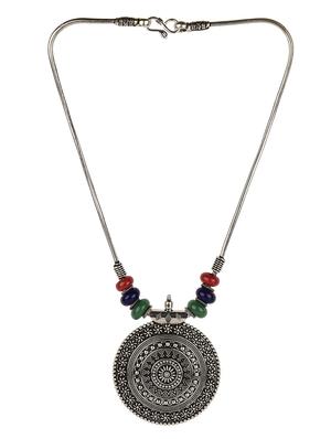 silver tone oxidised necklace - 15458622 - Standard Image - 2