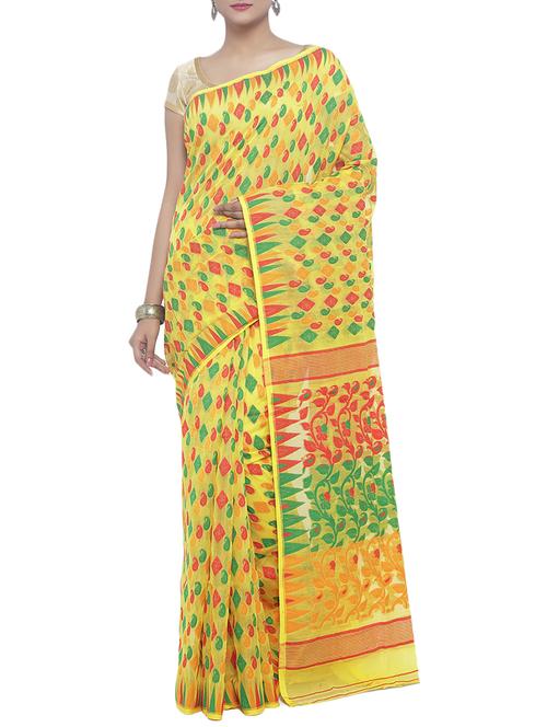 Muslin hand woven jamdani saree - 15458707 - Standard Image - 1
