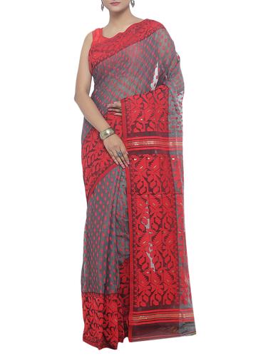 Muslin Hand woven jamdani saree - 15458742 - Very Small Image - 1