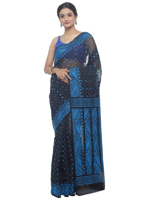 Muslin Hand woven jamdani saree - 15458747 - Standard Image - 1