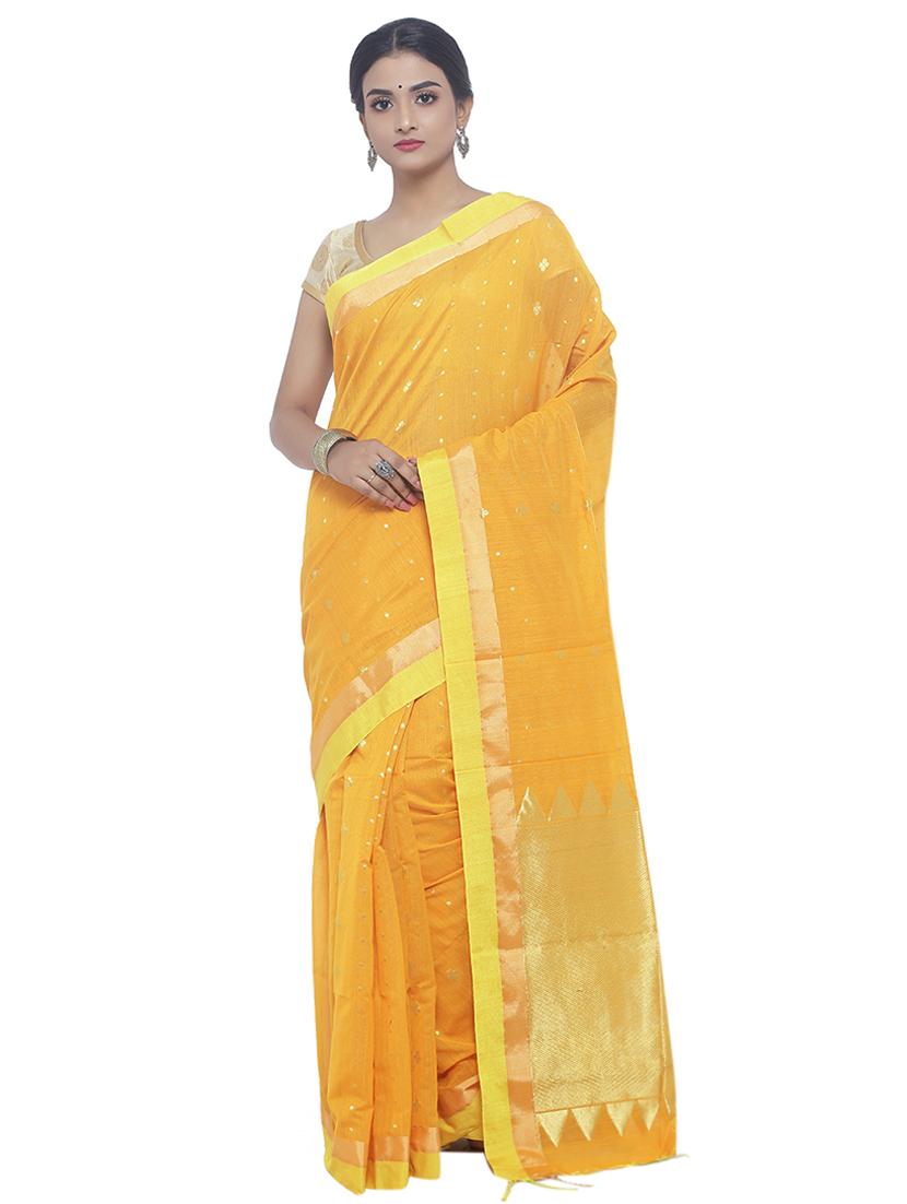 Golden Zari jamdani saree with blouse - 15458769 - Zoom Image - 1