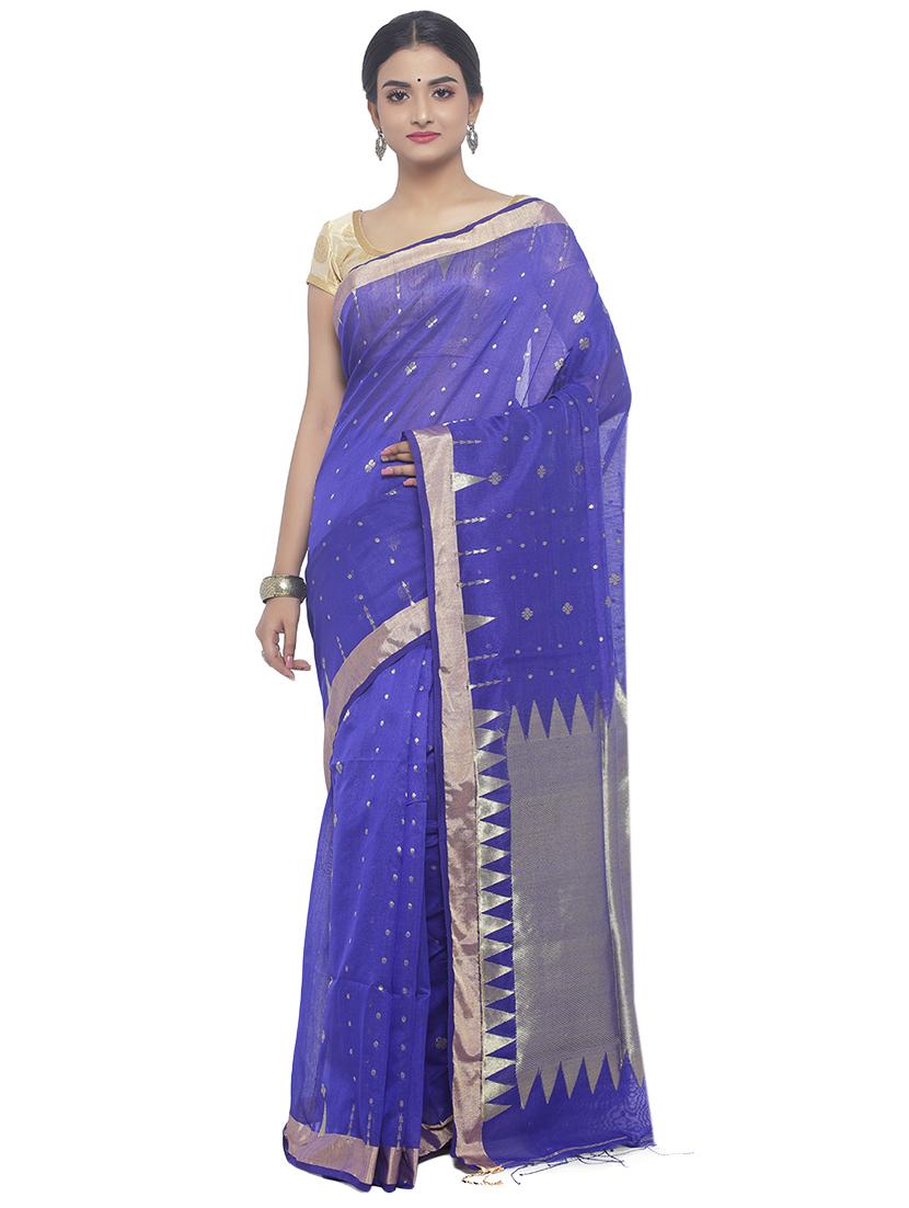 Golden Zari jamdani saree with blouse - 15458772 - Zoom Image - 1