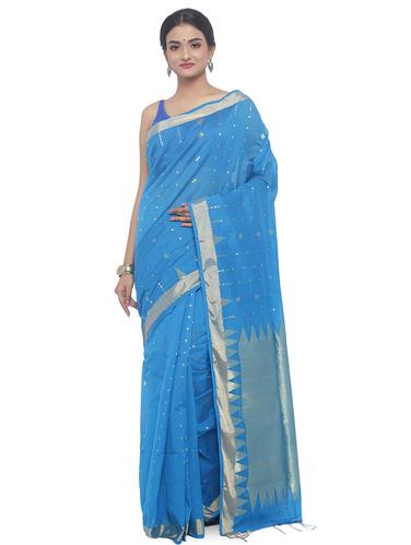 Golden Zari jamdani saree with blouse - 15458773 - Very Small Image - 1