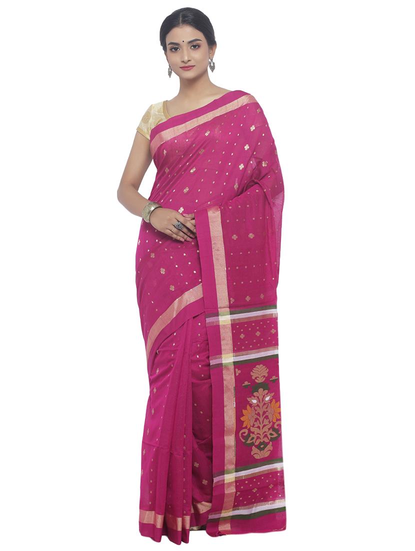 Golden Zari jamdani saree with blouse - 15458778 - Zoom Image - 1