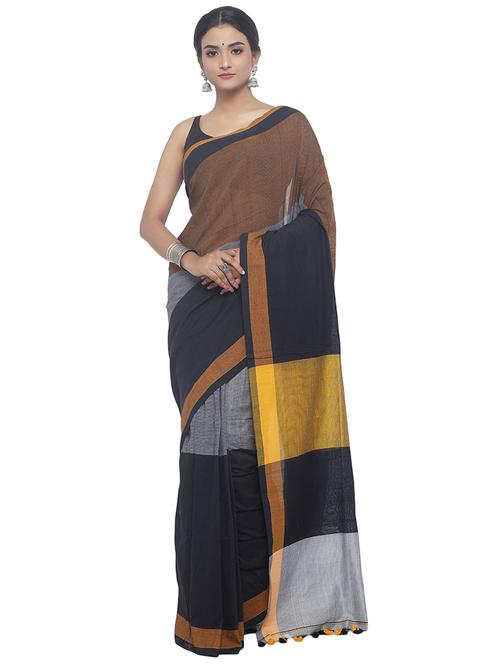Organic Cotton handloom saree with blouse - 15458784 - Very Small Image - 1