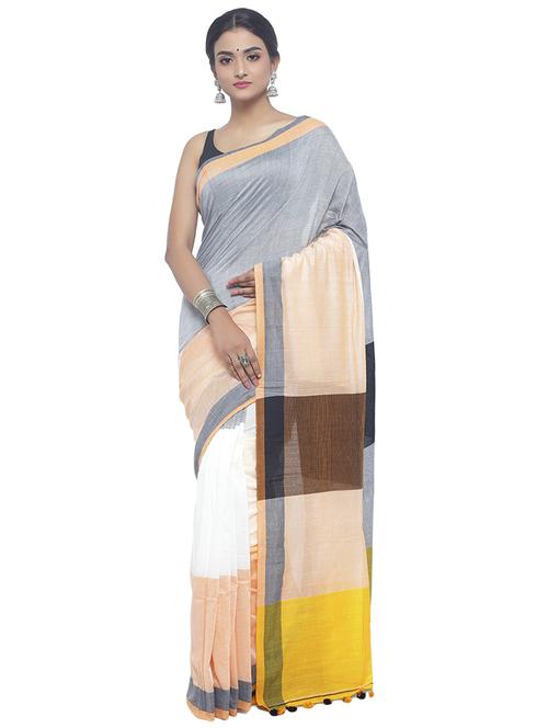 Organic Cotton handloom saree with blouse - 15458786 - Standard Image - 1