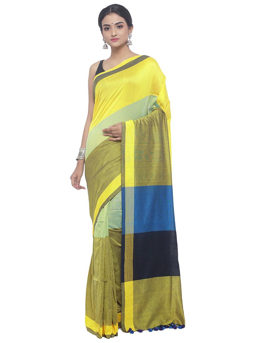 Organic Cotton handloom saree with blouse - 15458787 - Zoom Image - 1