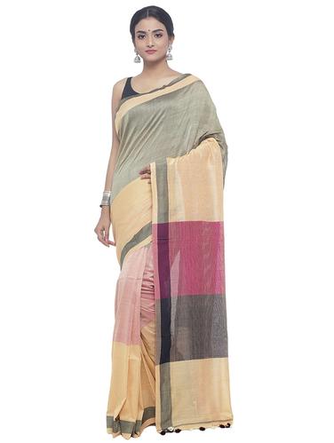 Organic Cotton handloom saree with blouse - 15458788 - Very Small Image - 1