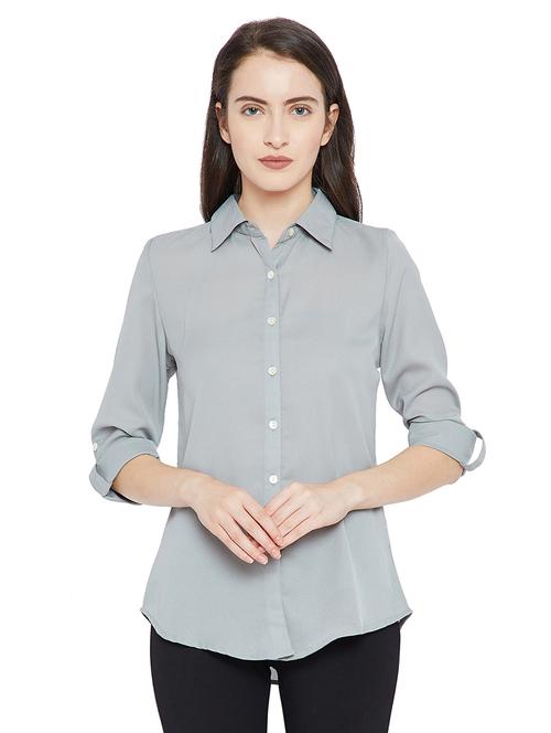 roll-up sleeved solid shirt - 15458819 - Standard Image - 1